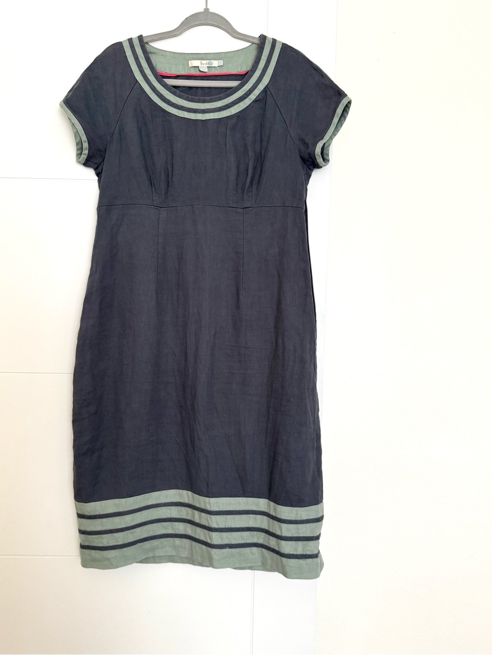 BODEN Blue Green Carousel Short Sleeve Dress Size 10 L Comfort Party Classic
